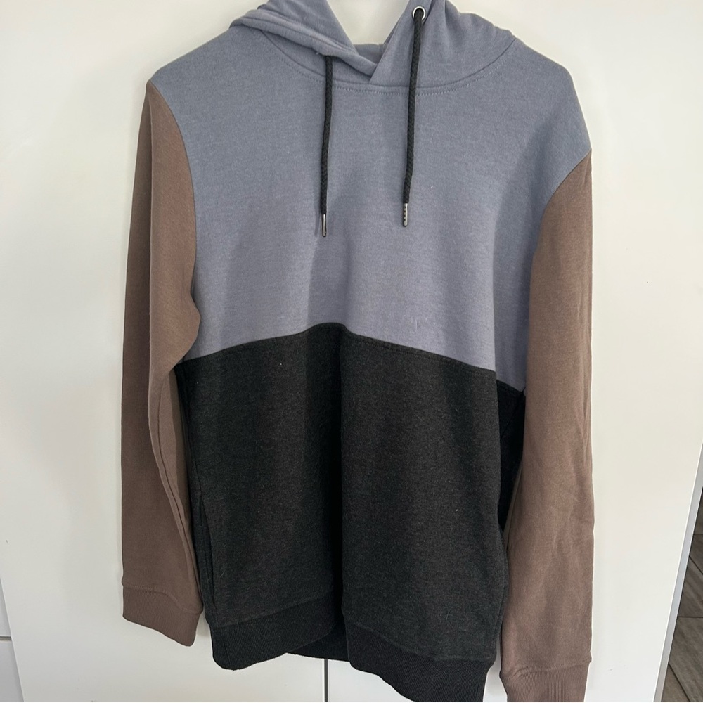 Warehouse One Men’s Colorblock Hoodie - Grey, Blue and Brown, Size M - Picture 3 of 9